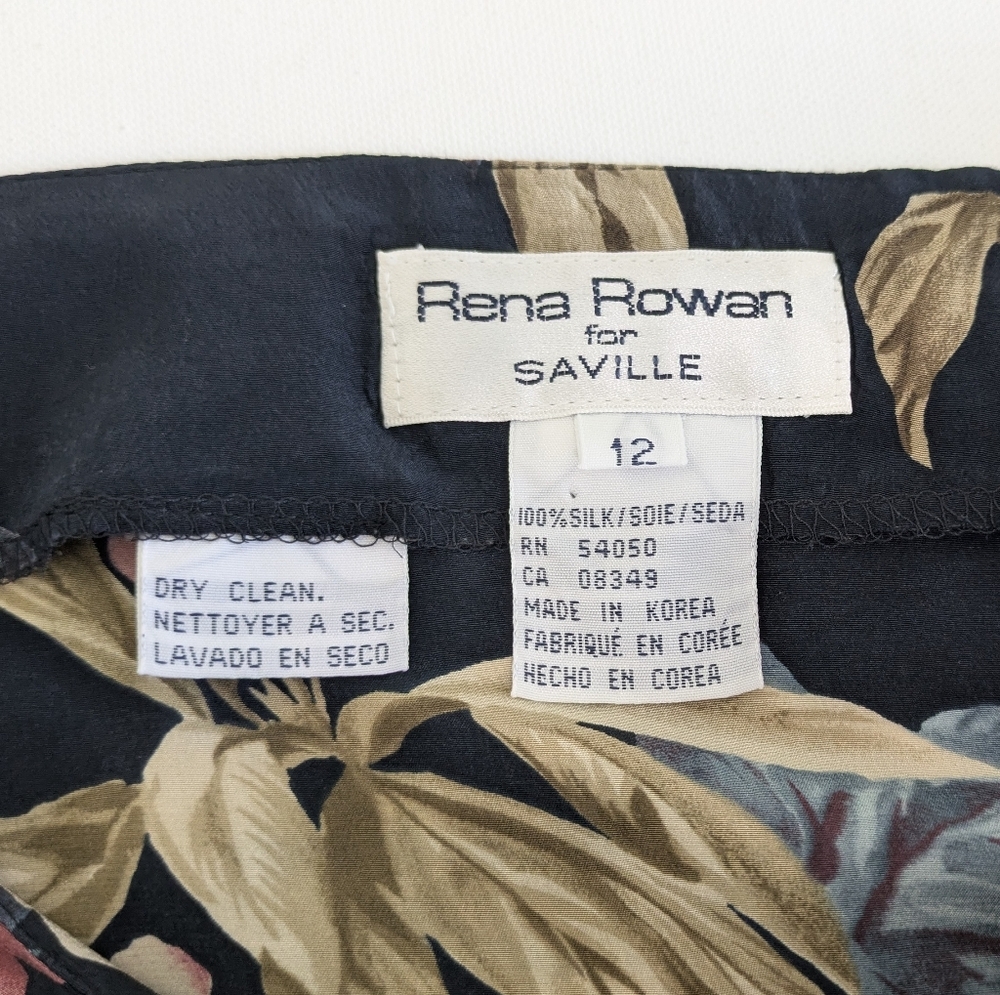 Vintage Rena Rowan From Saville 100% Silk Wrap Maxi Skirt Floral Blue size 12 - Picture 6 of 8